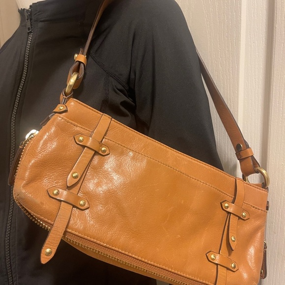 Dkny Leather Light Brown Handbag Zip Up with gold locks for kays - Picture 15 of 16